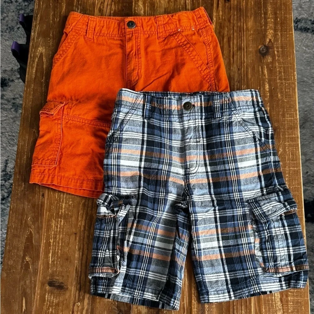 Gymboree Orange Cargo Shorts and Plaid Shorts Set - Picture 1 of 4